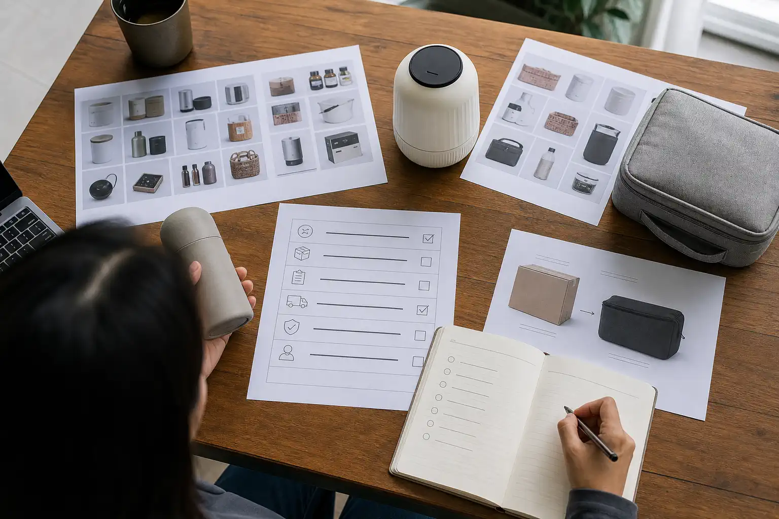 An ecommerce operator compares unbranded product samples with destination-market availability, import, delivery, and customer-need notes