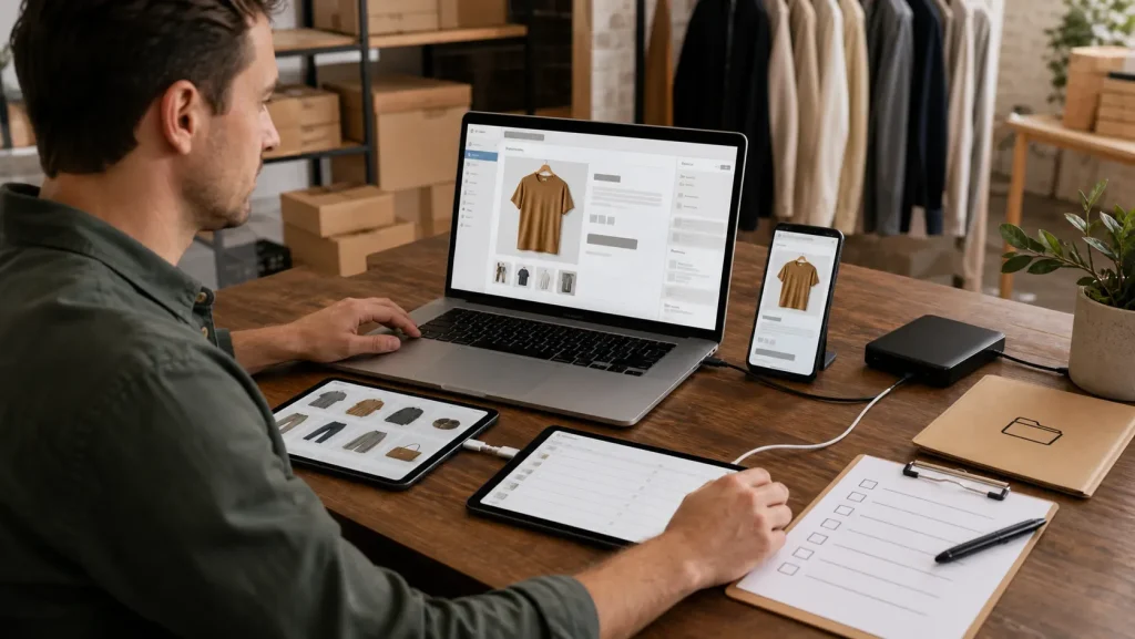 A store owner compares an editable ecommerce build against ownership, integration, mobile, and maintenance checks