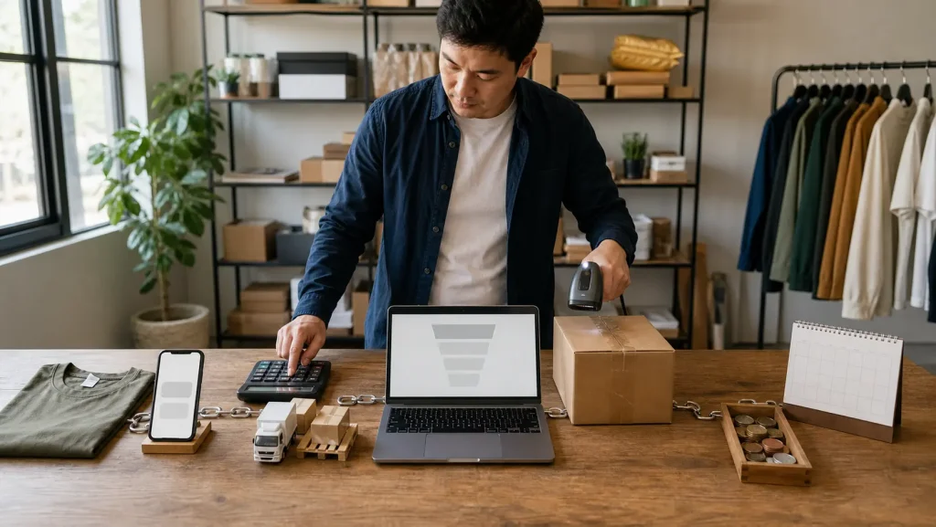 Ecommerce operator checking demand, cost, acquisition, delivery, and cash evidence before scaling