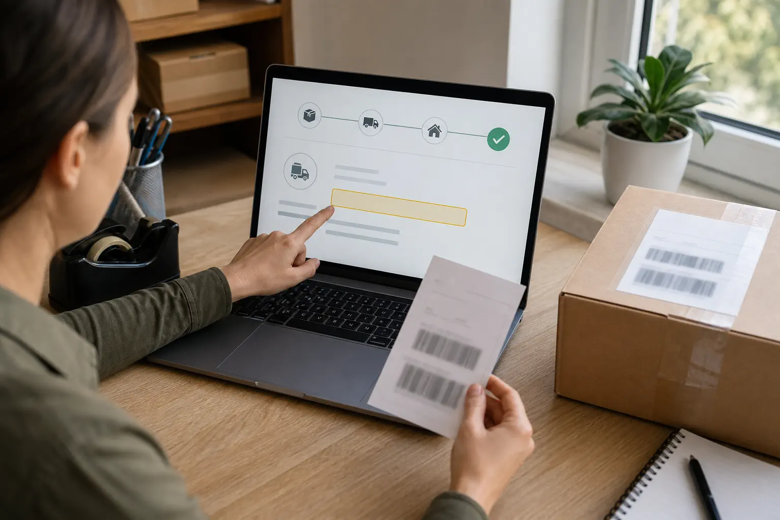 An ecommerce operator locates the last-mile field and second barcode on a tracking screen
