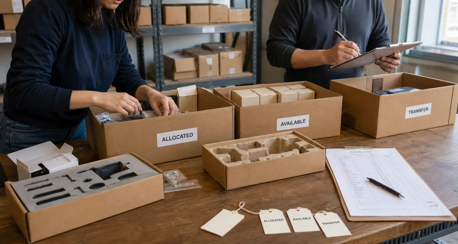 Inventory cartons packaging inserts and supplier commitments separated for reconciliation