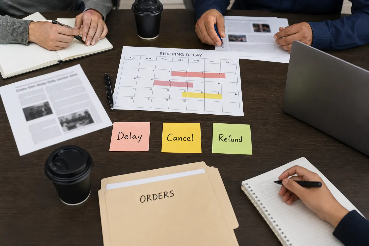 Ecommerce compliance review table for shipping delay and refund communication risks
