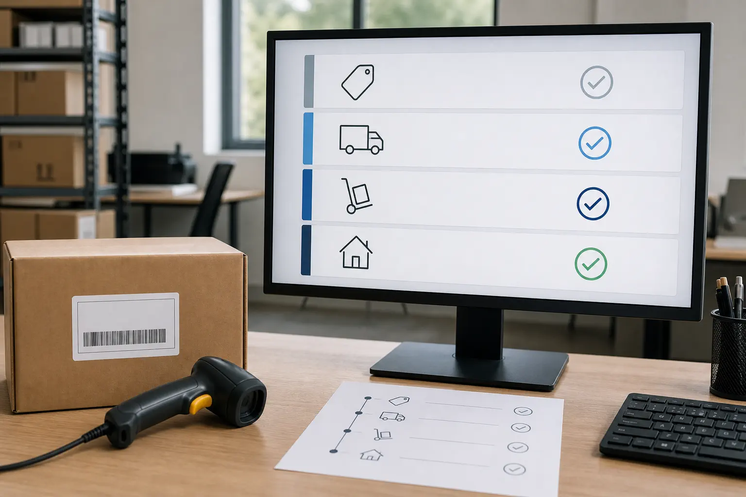 A business dashboard separates label data transfer possession and final delivery evidence
