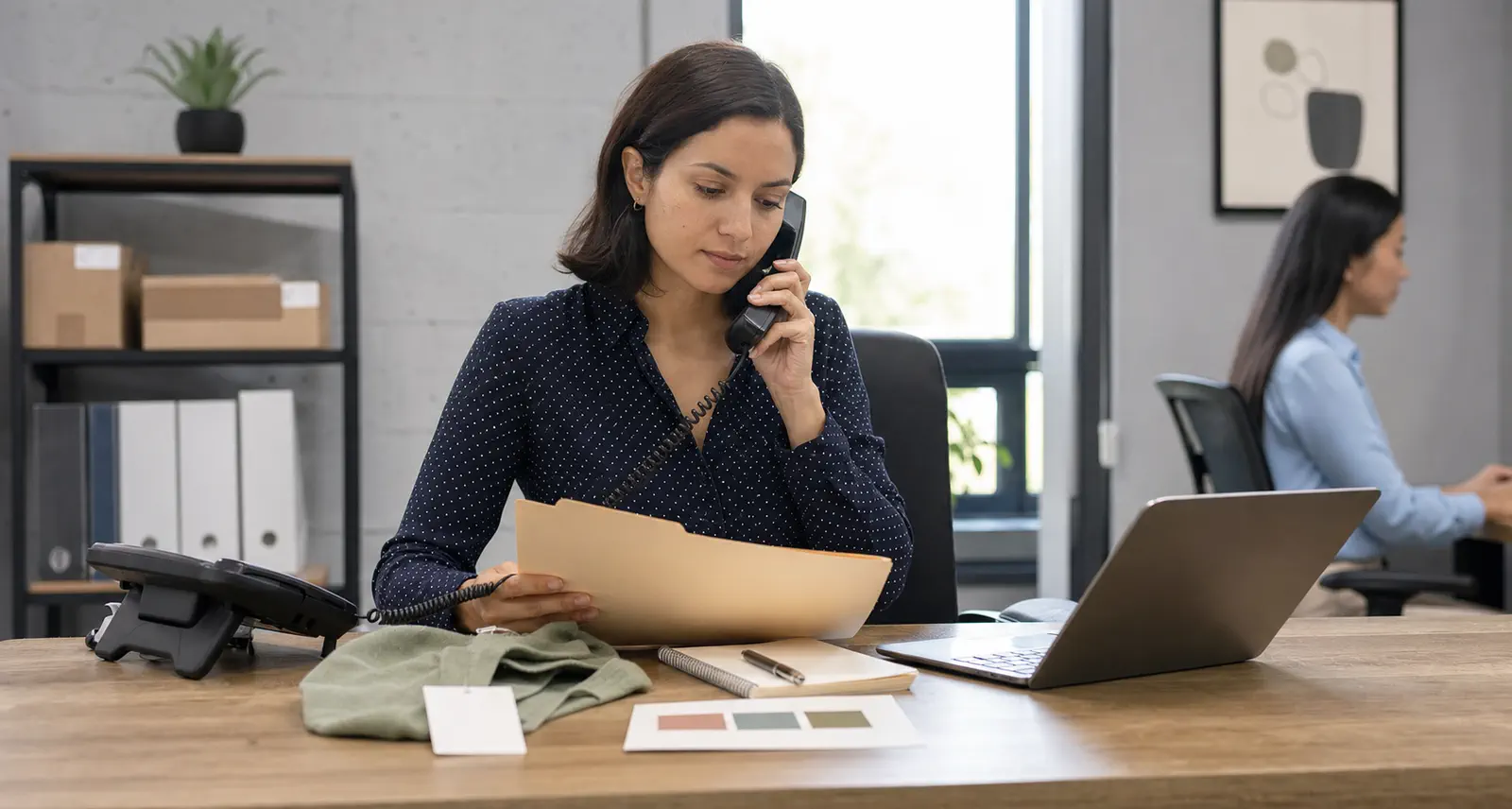 Account manager reviewing an order exception log, supplier confirmation, and merchant decision notes