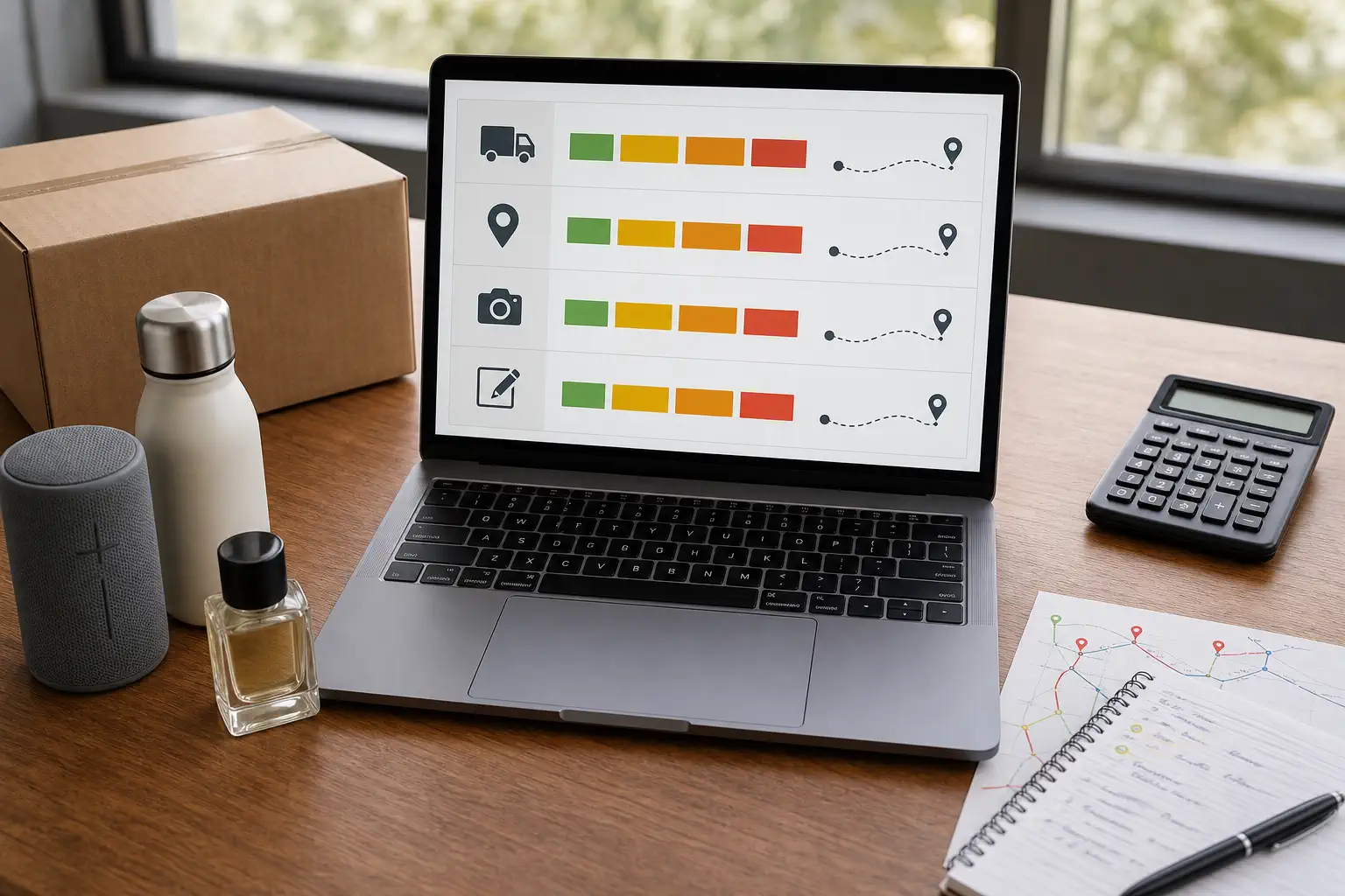 A route selection dashboard compares economy tracked delivery photo proof and signature service