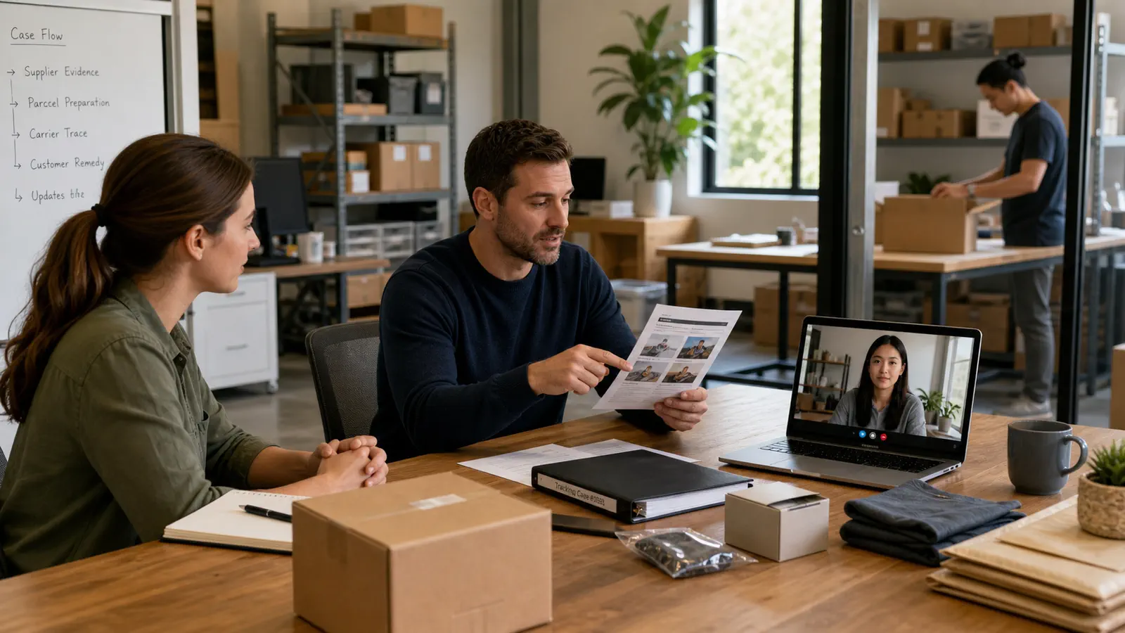 A private agent account manager coordinates seller parcel evidence carrier trace and remedy