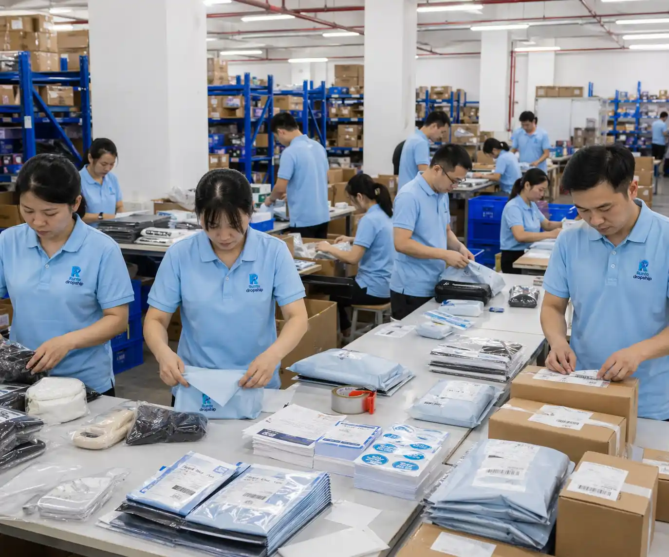 Private label dropshipping branded packaging prepared by a China private agent warehouse execution team