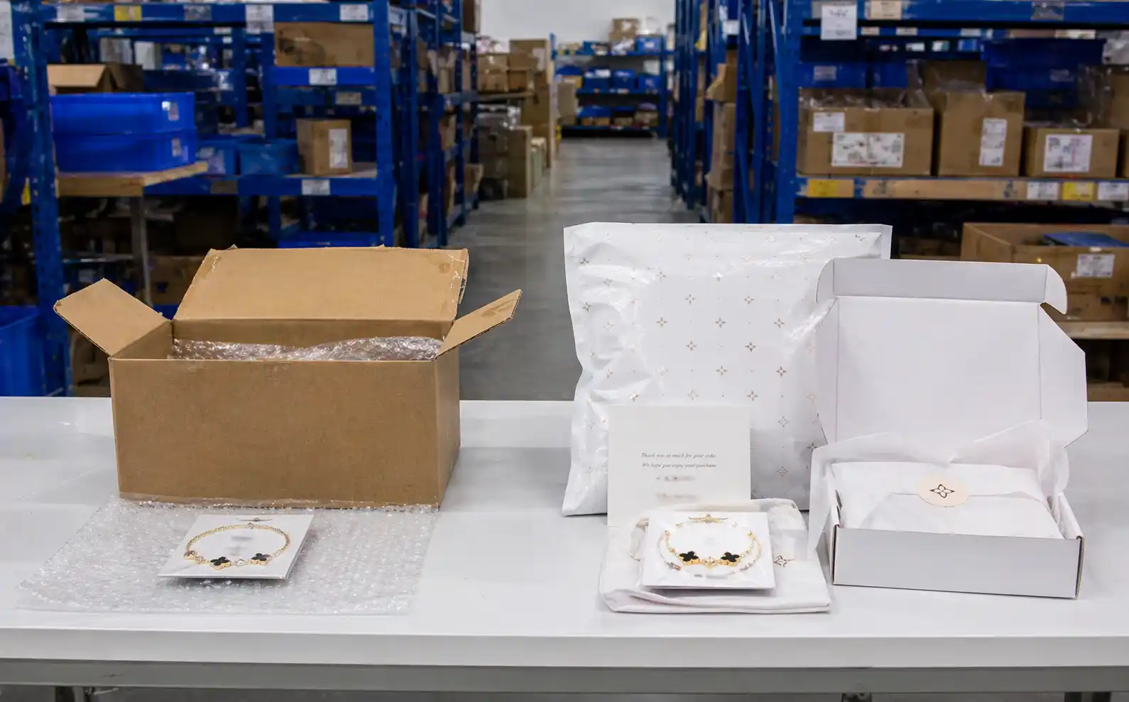 Private label packaging upgrade from plain brown box to branded mailer with insert