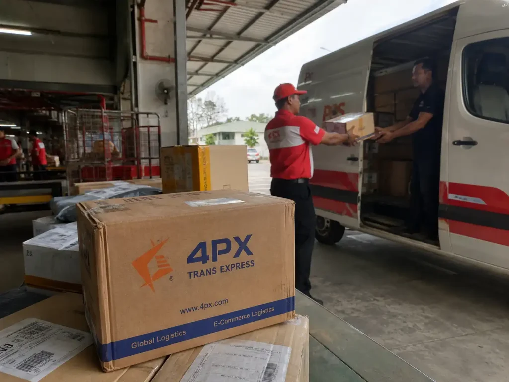 4PX package transferred to a local carrier for last-mile delivery