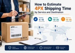 4PX shipping time estimates for express, standard, and economy services by destination