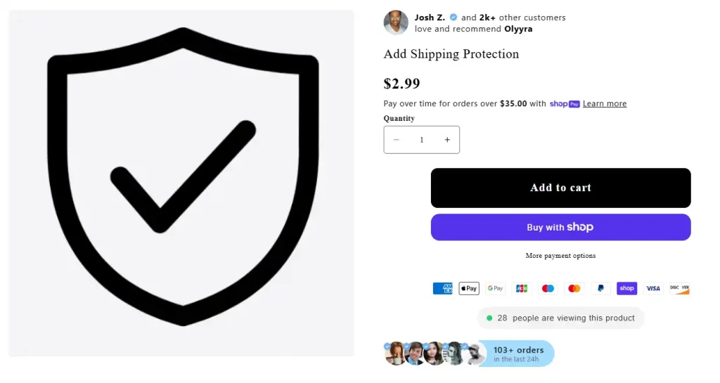Add shipping protection digital add-on for increasing order value