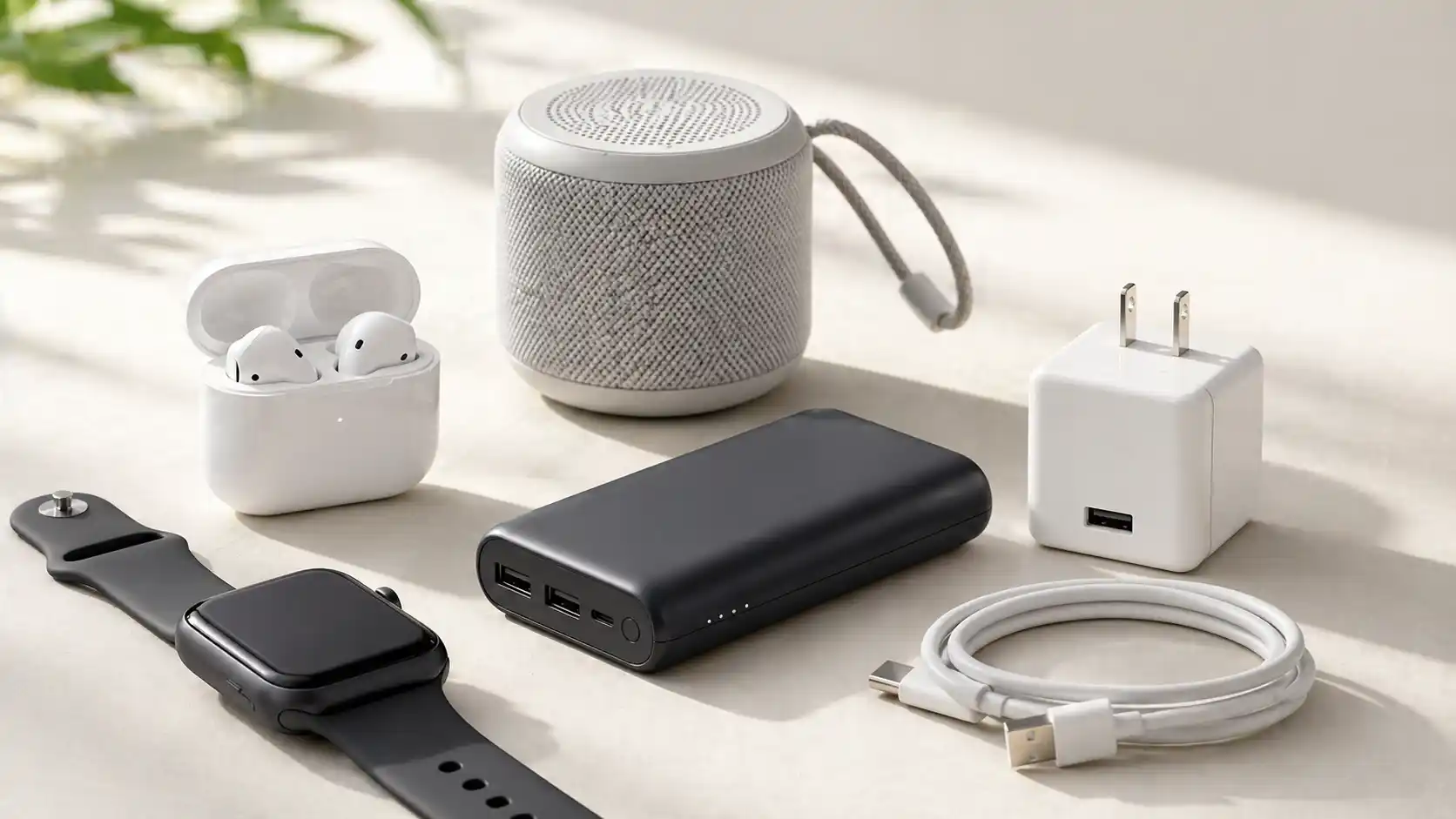Consumer electronics products including earbuds, power bank, charger, cable, speaker and smartwatch