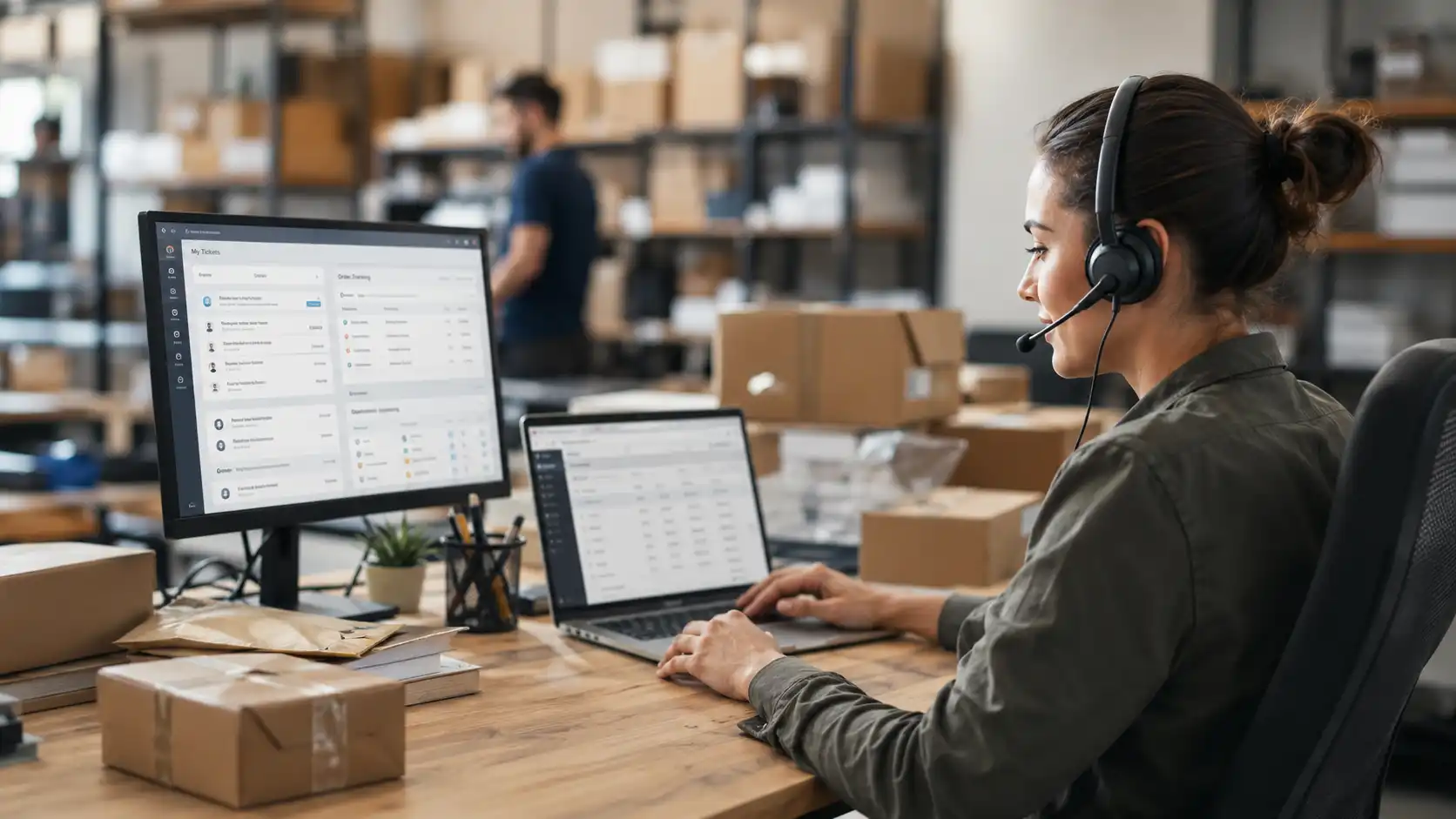Customer service agent managing dropshipping support tickets and order tracking.