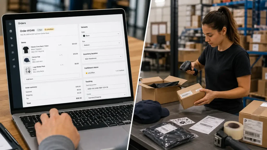 Shopify order data compared with warehouse packing workflow to prevent fulfillment mistakes