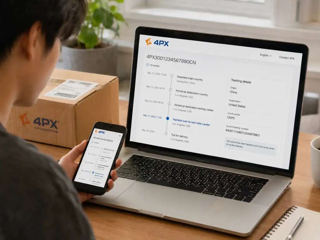 Checking 4PX tracking to find the local carrier and tracking number