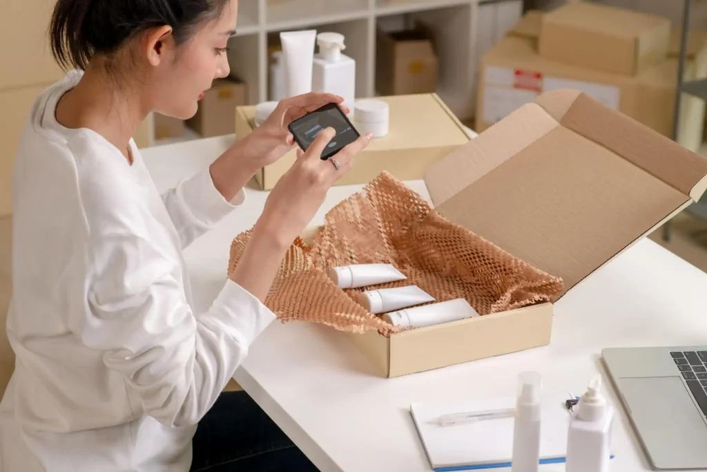 Inspecting makeup supplier samples and packaging before launch