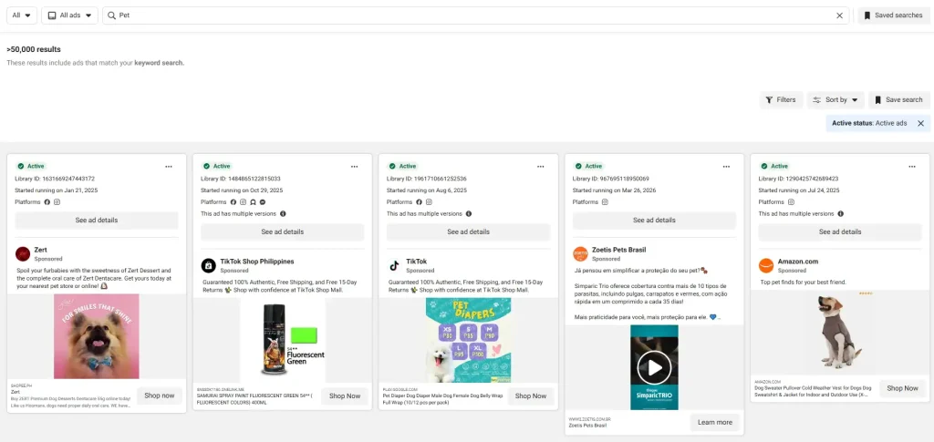 Meta Ad Library research for Facebook Ads for Dropshipping
