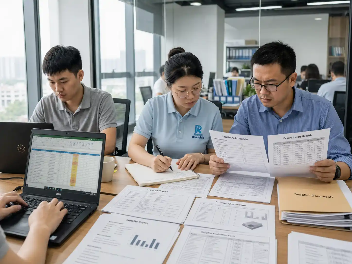 RuntoDropship team reviewing supplier audit checklist, export records and supplier documents