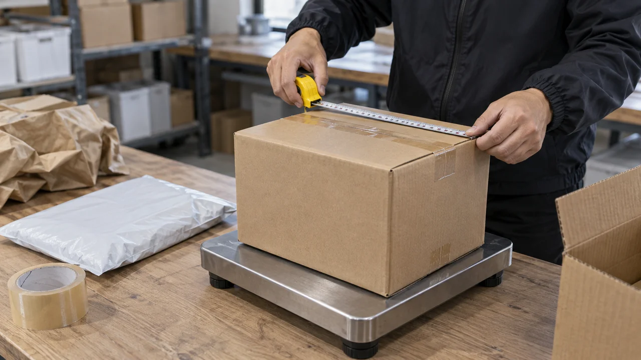 Parcel weight and packaging checked before a fulfillment quote