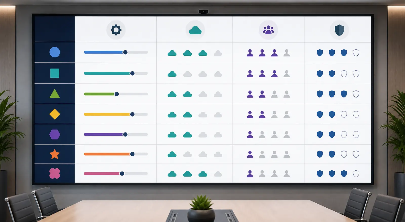 A business dashboard comparing ecommerce platforms by operating model and team responsibility