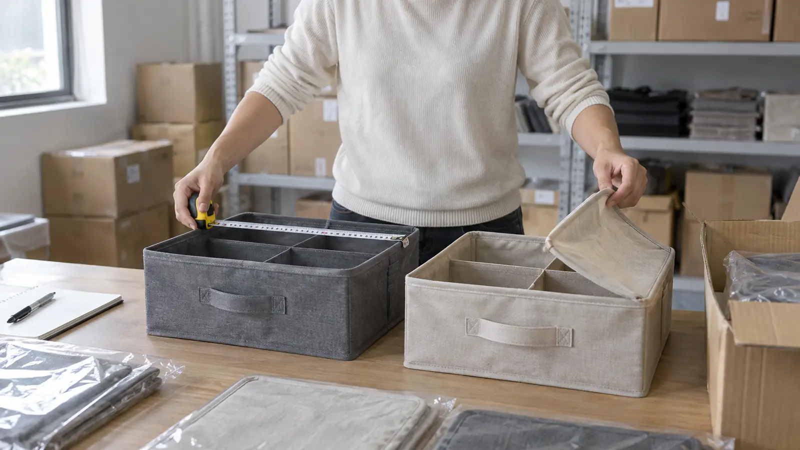 Product sample and SKU notes reviewed at a China sourcing desk