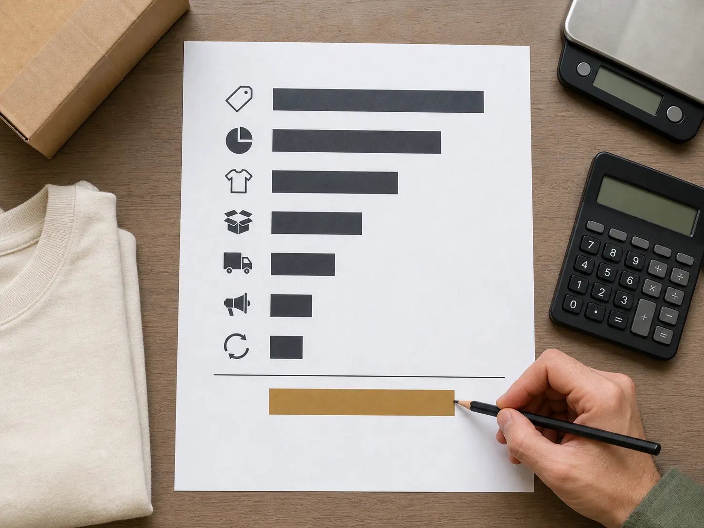 A realistic desktop cost report separates sale value from Etsy fees, production, shipping, advertising, and exception costs