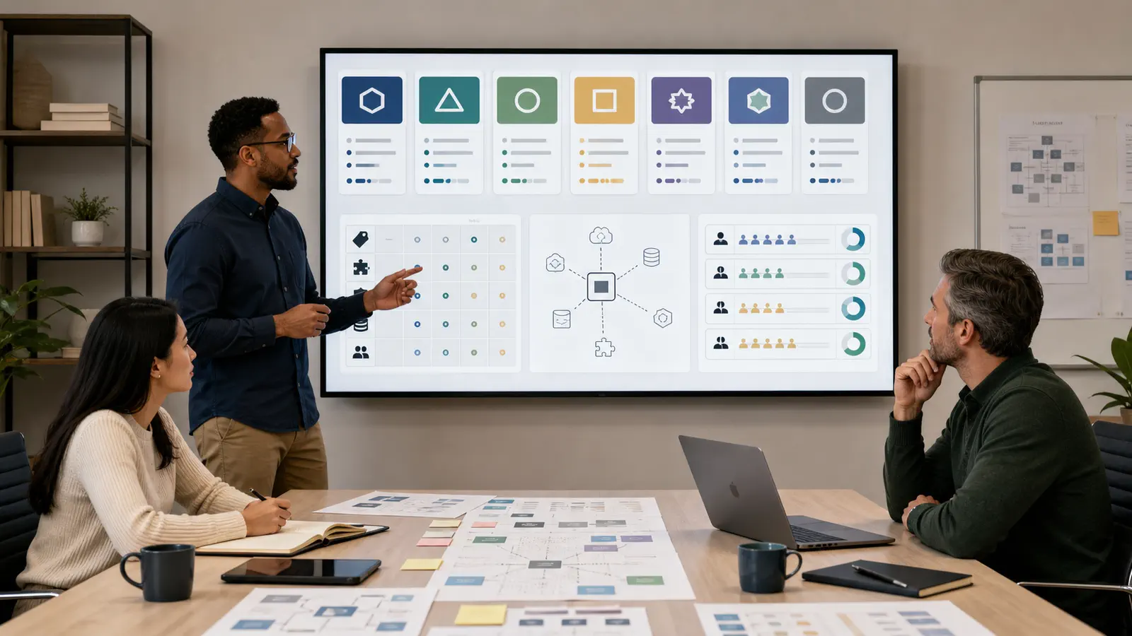 An ecommerce team comparing platform requirements on a decision dashboard
