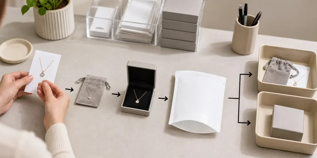 Jewelry order verification, protective packing, and exception-handling workflow