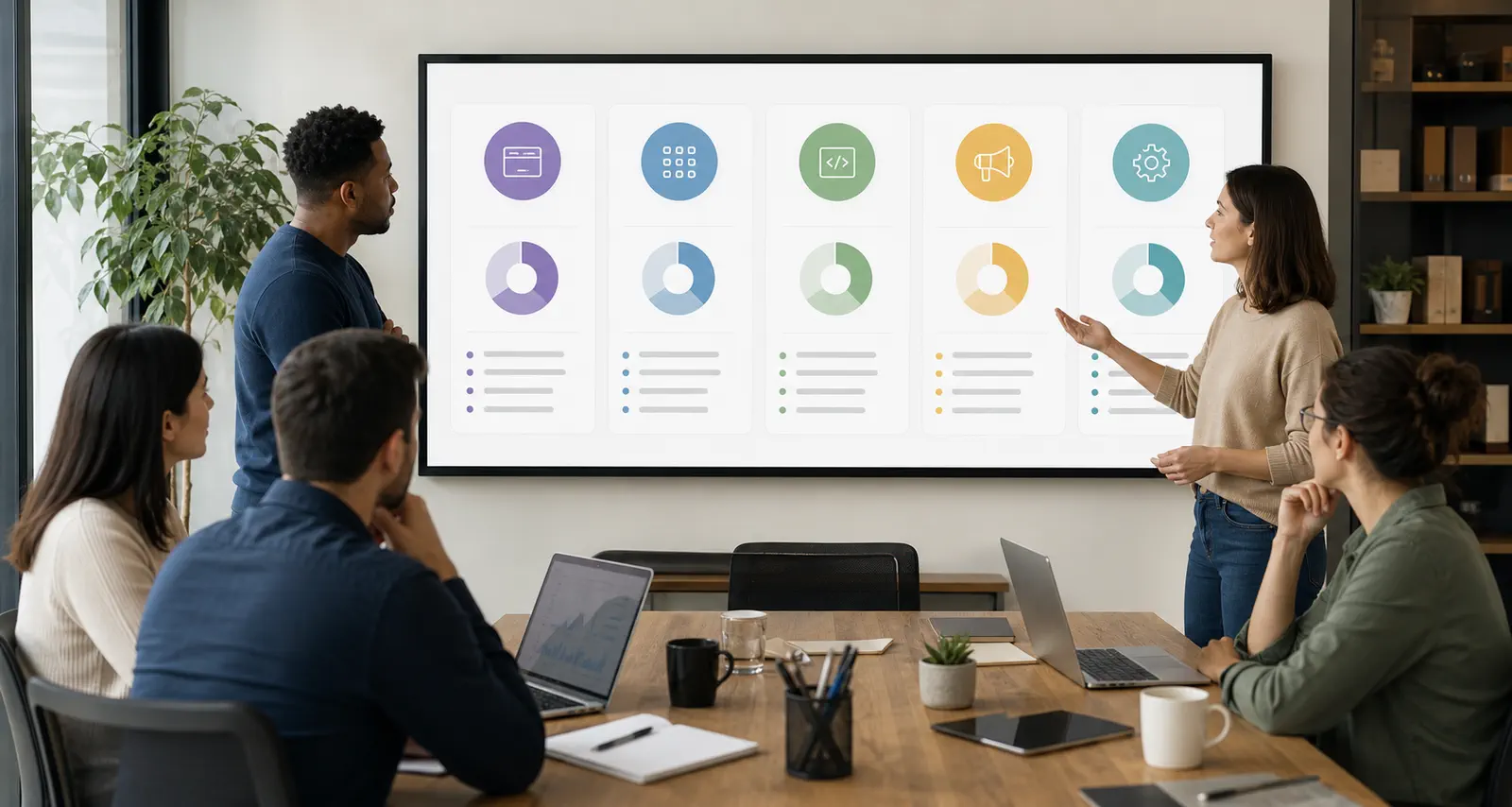 An ecommerce team reviewing platform, app, development, marketing, and operations costs