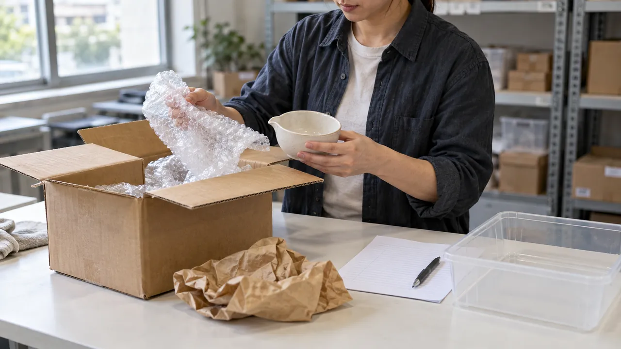 Worker checking a returned ecommerce parcel and its product condition