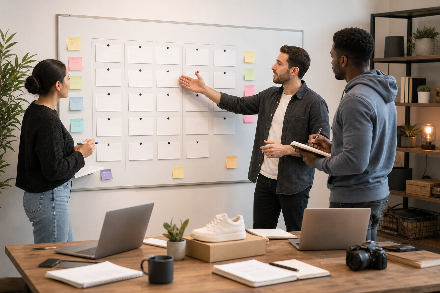 A mentor and ecommerce operators organizing a repeatable review workflow