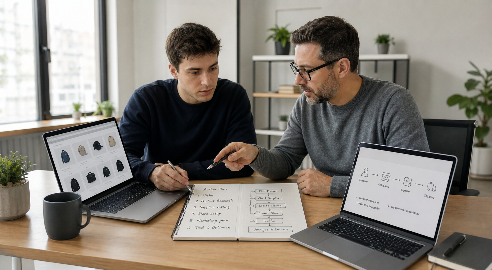 An ecommerce advisor and store operator reviewing a practical action plan